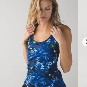 Lululemon Cool Racerback Tank Top Windy Blooms Saphire Blue Multi Size S